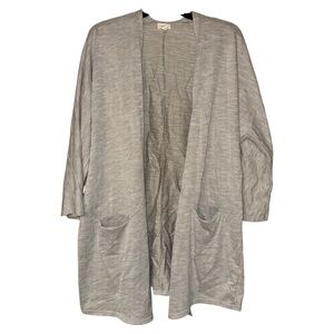 Donni Anthropologie Striped Open Front Cardigan OSFA‎ Gray Lightweight Pockets
